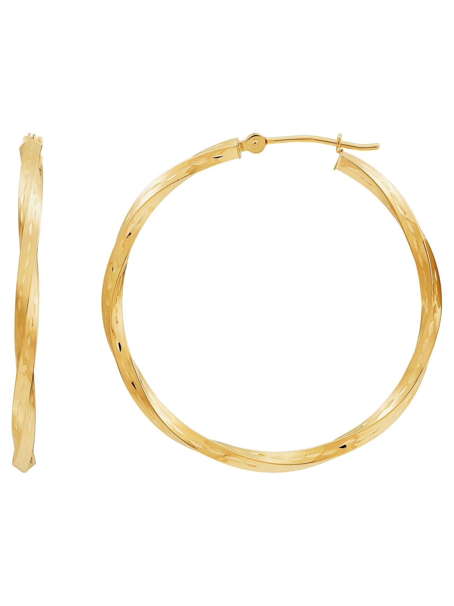 Brilliance Fine Jewelry 10K Yellow Gold 1.8MMx35MM Hollow Round Twisted Hoops Earrings