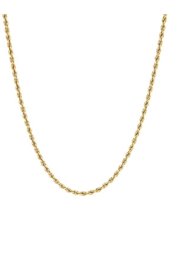 10K Yellow Gold 2.00MM - 2.10MM Hollow Rope Chain, 20"