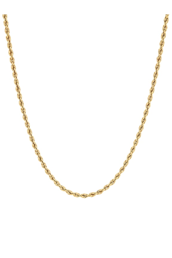 10K Yellow Gold 2.00MM - 2.10MM Hollow Rope Chain, 22"