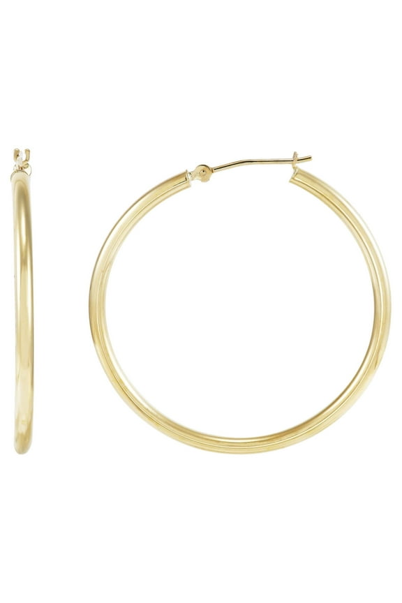 10K Yellow Gold 2.3MM X 37MM Hollow Round Hoop Earrings