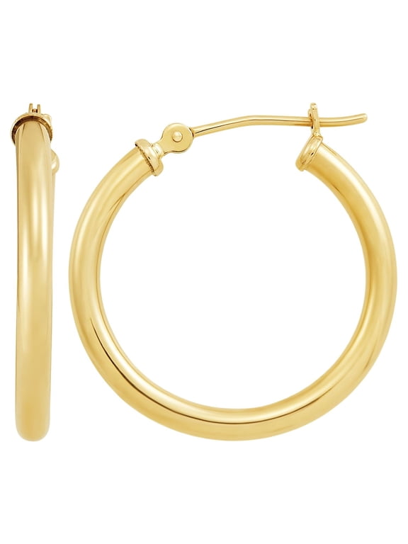 10K Yellow Gold 2.3MM x 23MM Round Hollow Hoop Earrings
