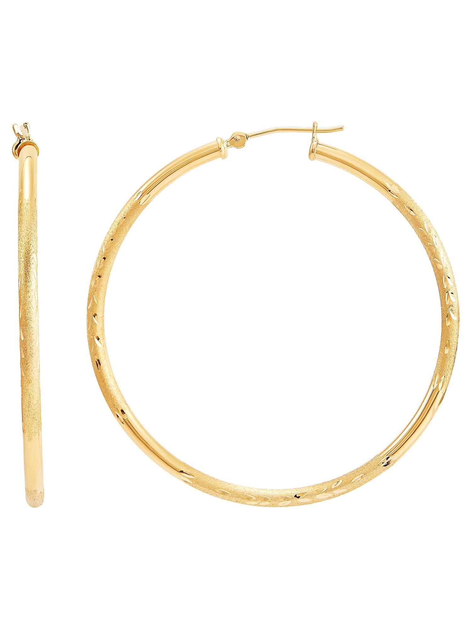 Brilliance Fine Jewelry 10K Yellow Gold 2.3MMx47MM Hollow Round Hoops Earrings