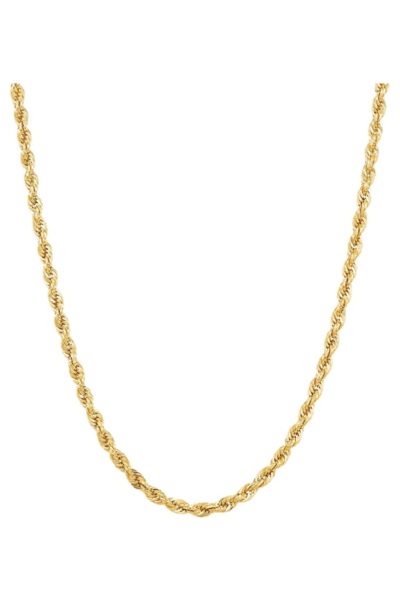 10K Yellow Gold 2.80MM - 2.90MM Hollow Rope Necklace, 20"