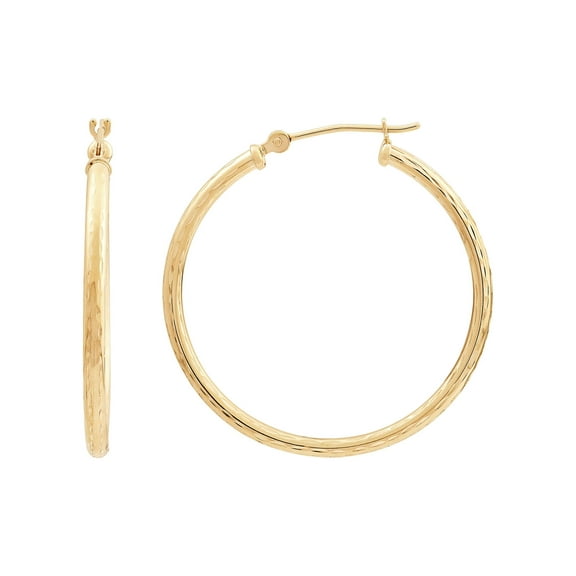 Brilliance Fine Jewelry 10K Yellow Gold 2MM X 30MM Round Hollow Hoop Earrings
