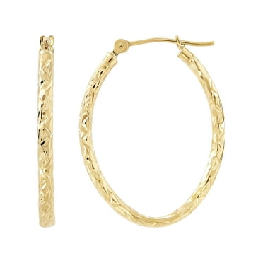 Brilliance Fine Jewelry 10K Yellow Gold 2MM x 25MM Hollow Oval Hoops Earrings