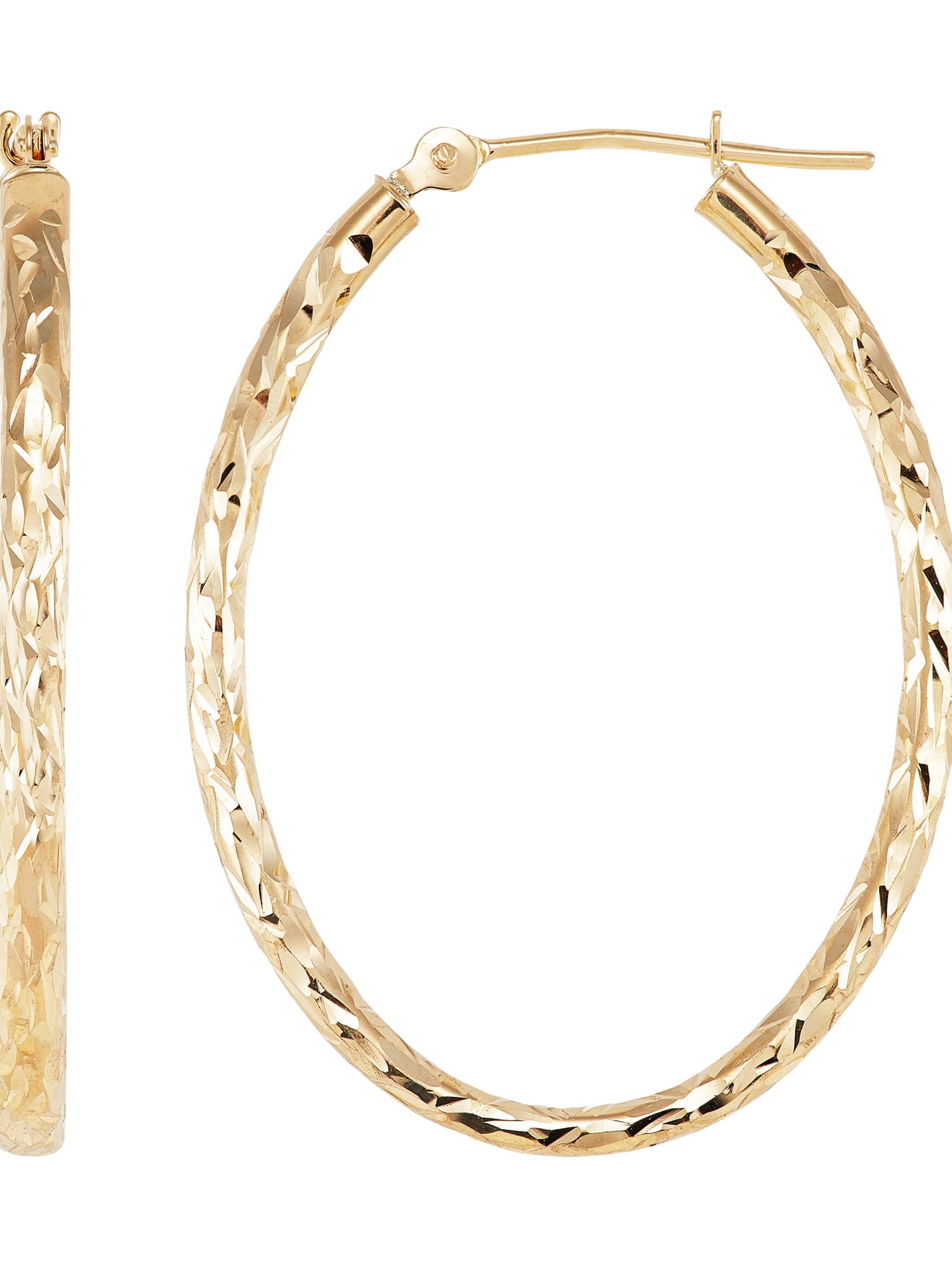 Brilliance Fine Jewelry 10K Yellow Gold 2X30MM Hollow Oval Hoop Earrings