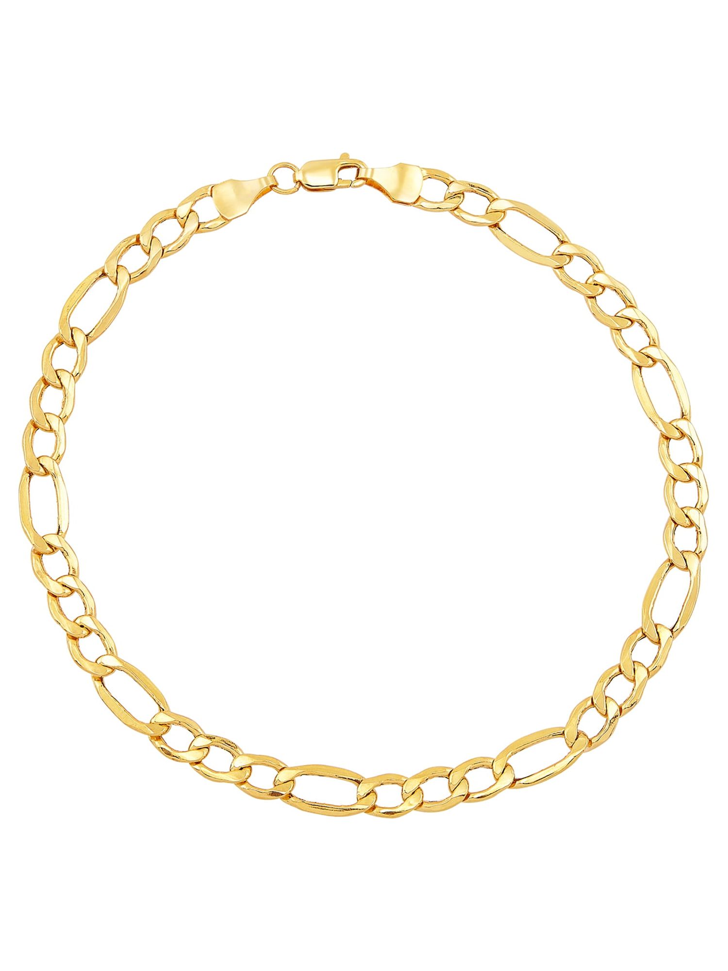 Brilliance Fine Jewelry 10K Yellow Gold 3 round 1 oval Link Figaro Bracelet, 8.5" - image 1 of 4