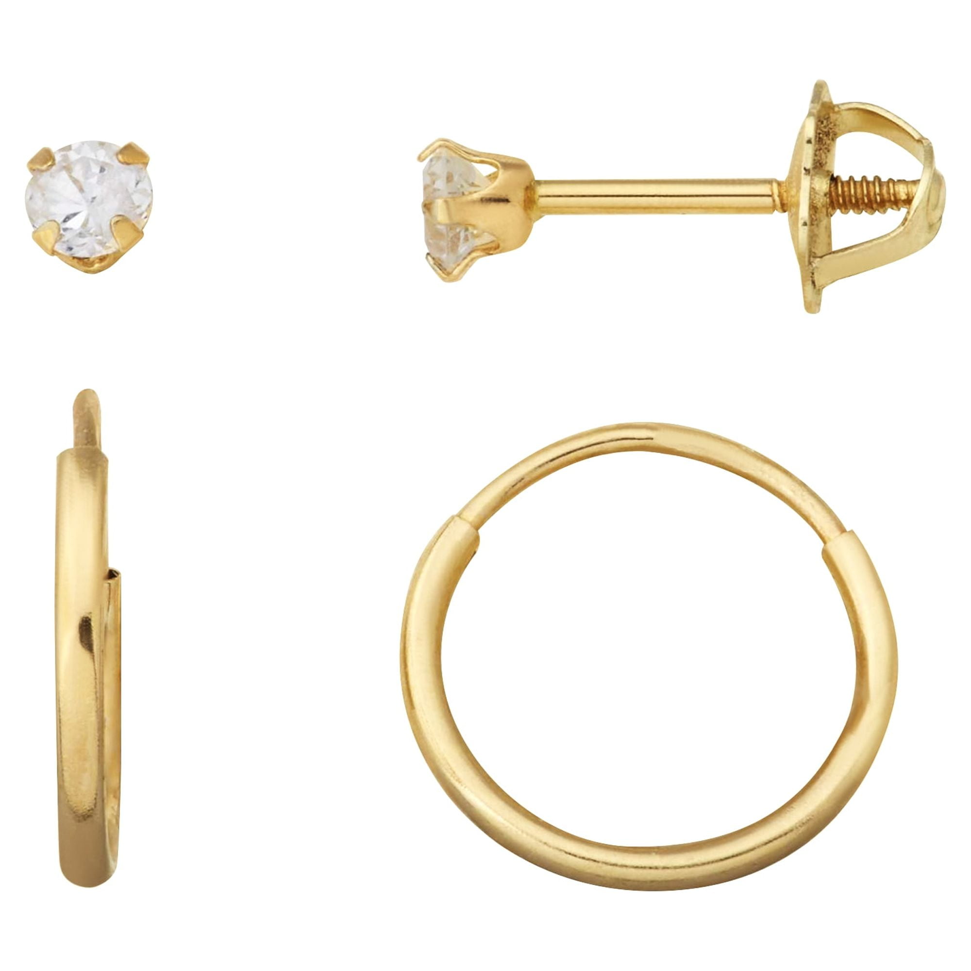 Brilliance Fine Jewelry 10K Yellow Gold 3MM Cubic Zirconia Studs and