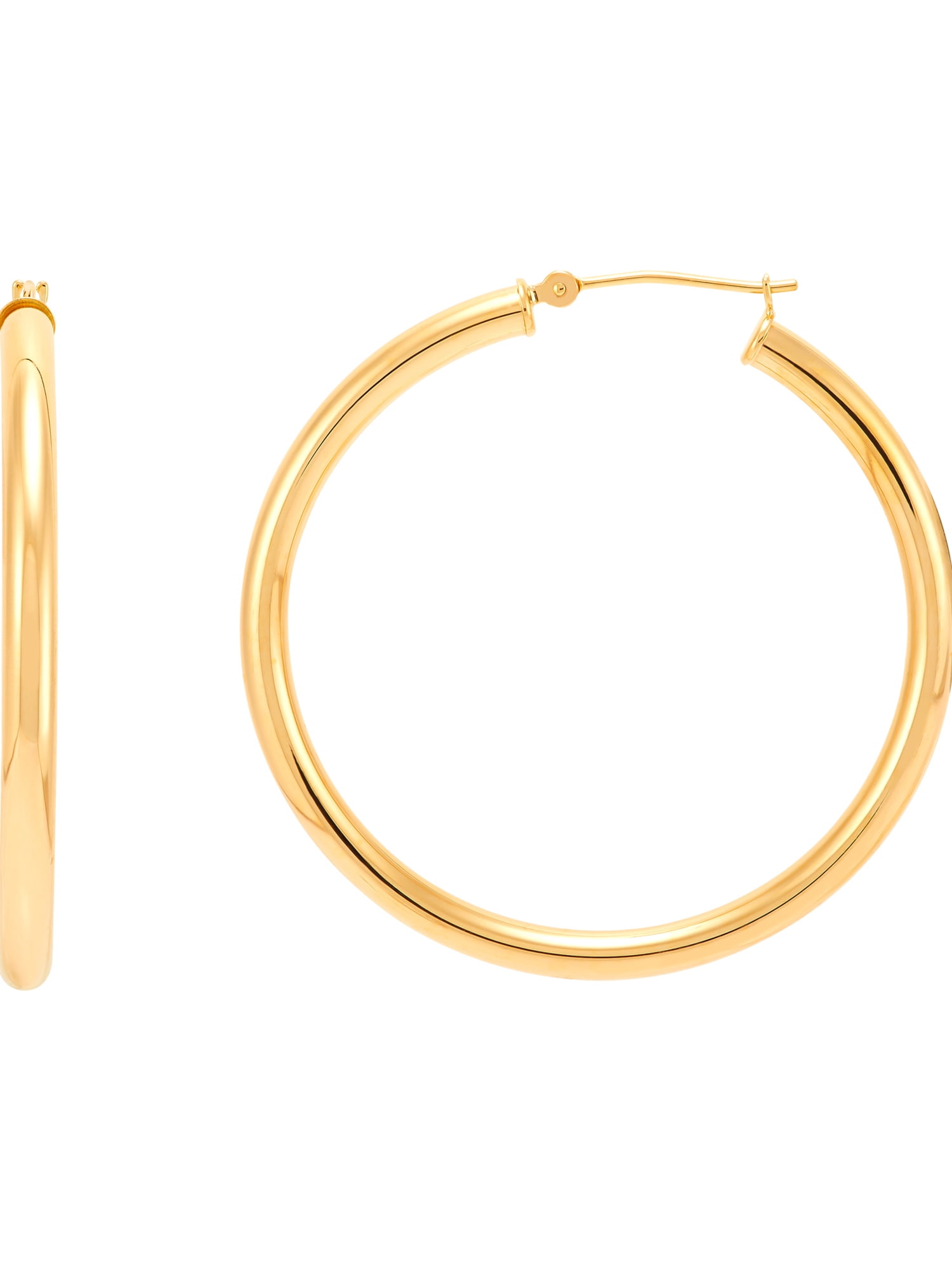 Brilliance Fine Jewelry 10K Yellow Gold 3MM x 40MM Hollow Round Hoop Earrings