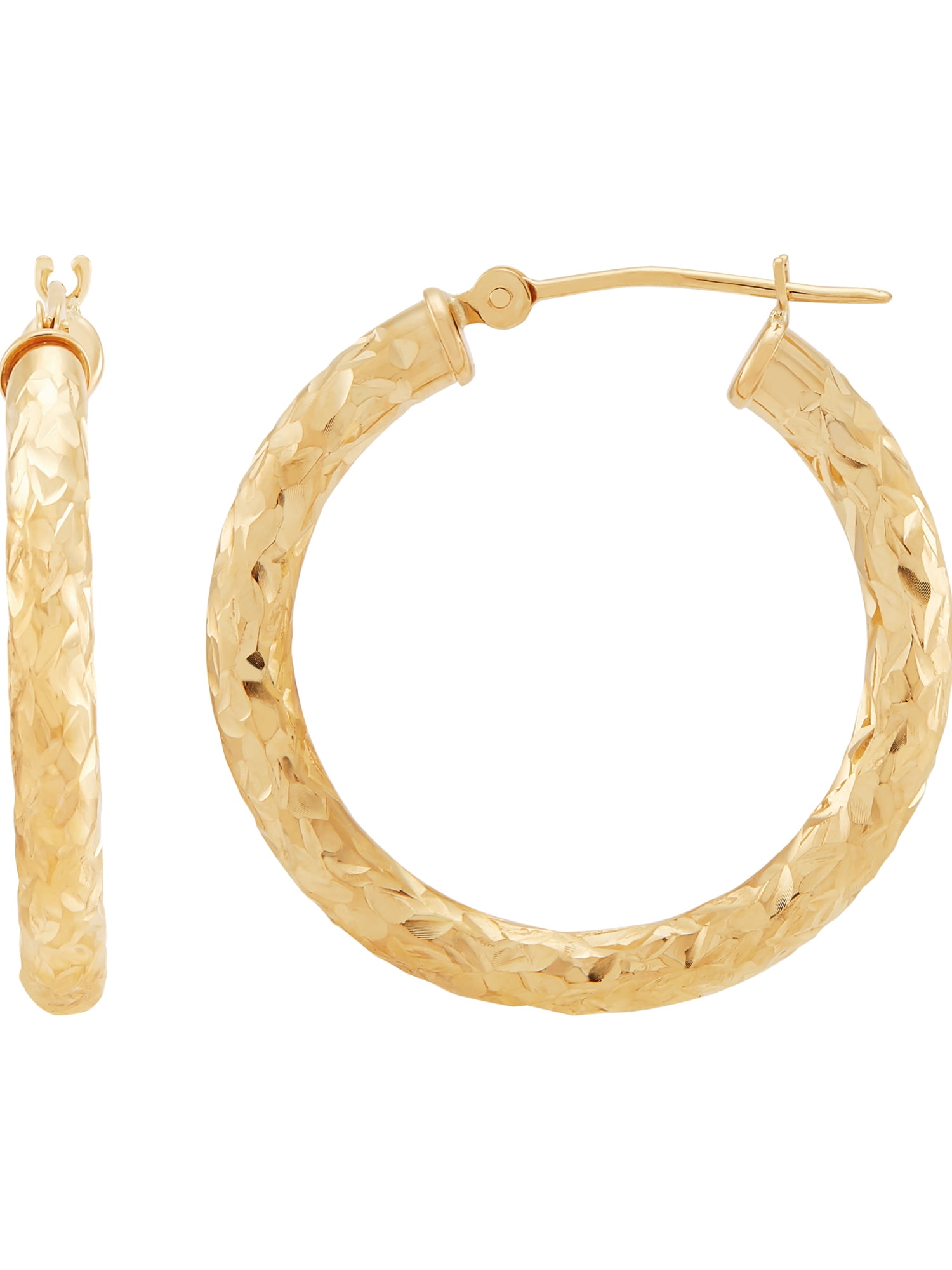 Brilliance Fine Jewelry 10K Yellow Gold 3MMx25MM Hollow Round Hoops Earrings