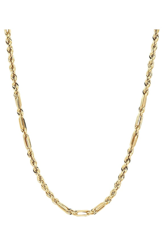 10K Yellow Gold 4.00MM Milano Hollow Rope Necklace, 20"