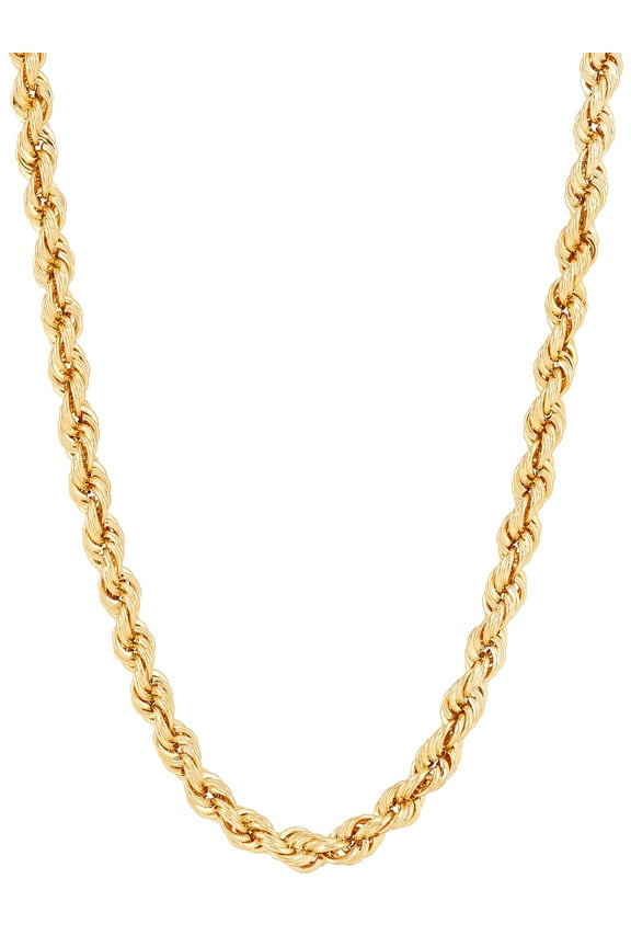 10K Yellow Gold 4.85MM-4.90MM Hollow Rope Necklace, 22"
