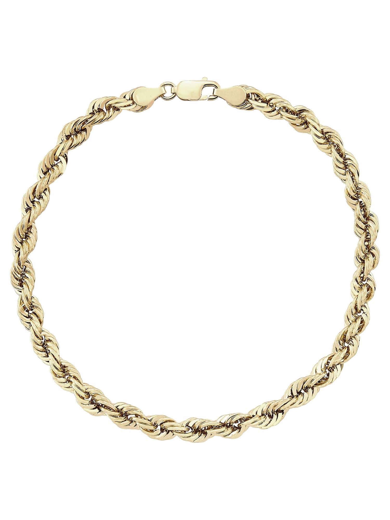 Nuragold 10k Yellow Gold 7mm Rope Chain Diamond Cut Bracelet, Mens Womens  Jewelry 7