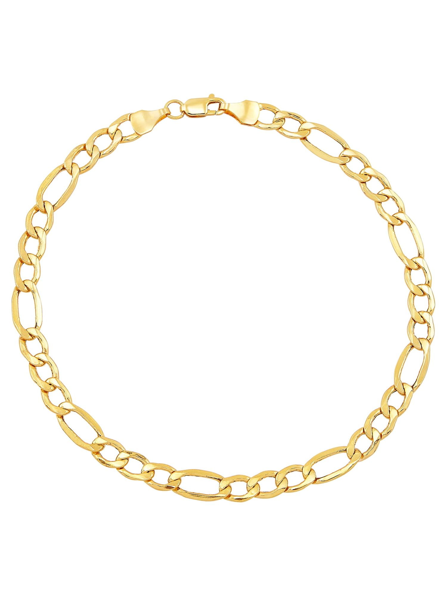 Brilliance Fine Jewelry 10K Yellow Gold 5.45MM Hollow Figaro Bracelet, 8.5"