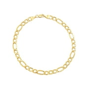 Brilliance Fine Jewelry 10K Yellow Gold 5.45MM Hollow Figaro Bracelet, 8.5"