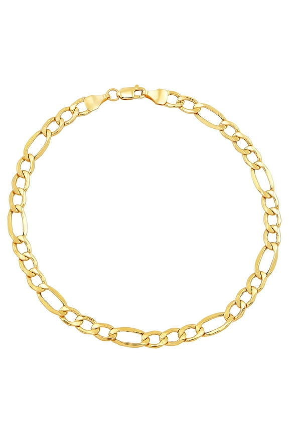 10K Yellow Gold 5.45MM Hollow Figaro Bracelet, 8.5"