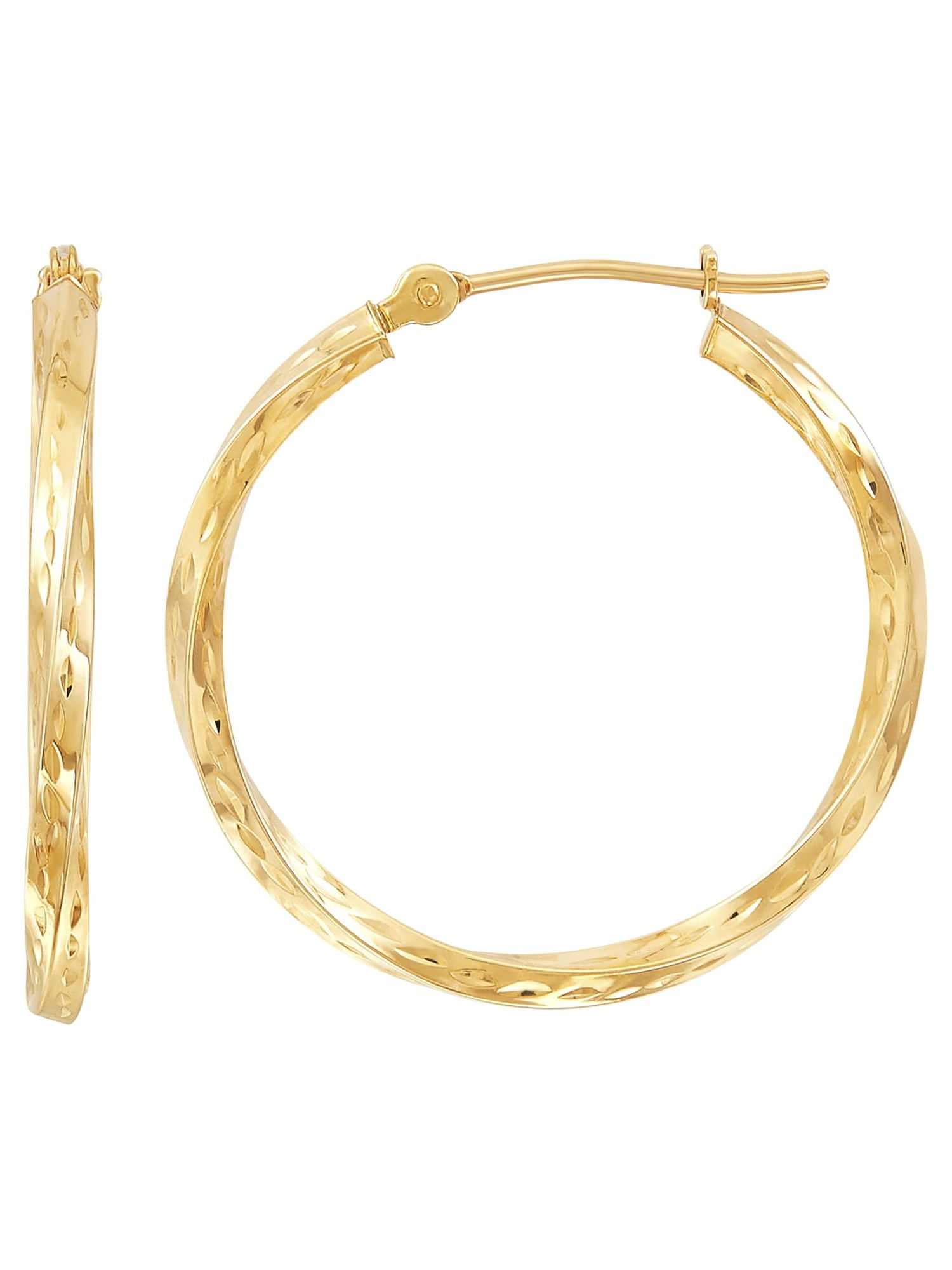 Brilliance Fine Jewelry 10K Yellow Gold Diamond-Cut Twist Earrings ...