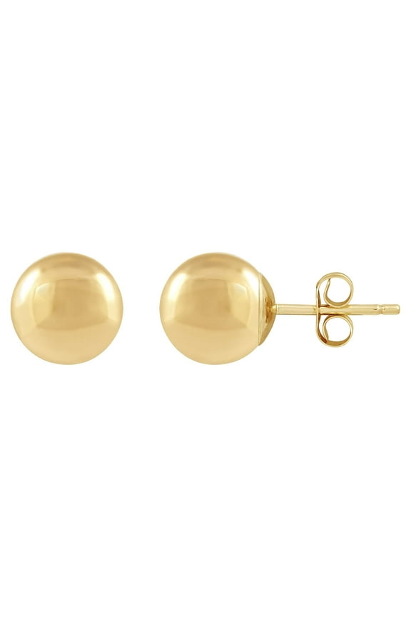 10K Yellow Gold Hollow 7MM Ball Studs Earrings
