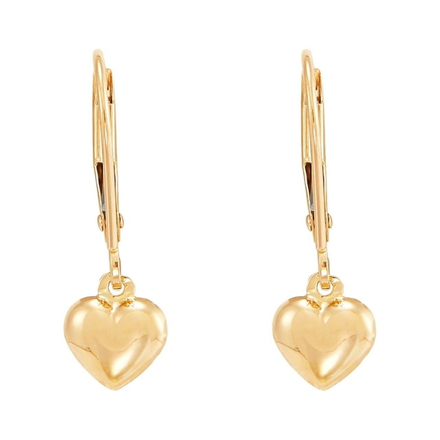 Brilliance Fine Jewelry 10K Yellow Gold Hollow Heart Leverback Earrings ...