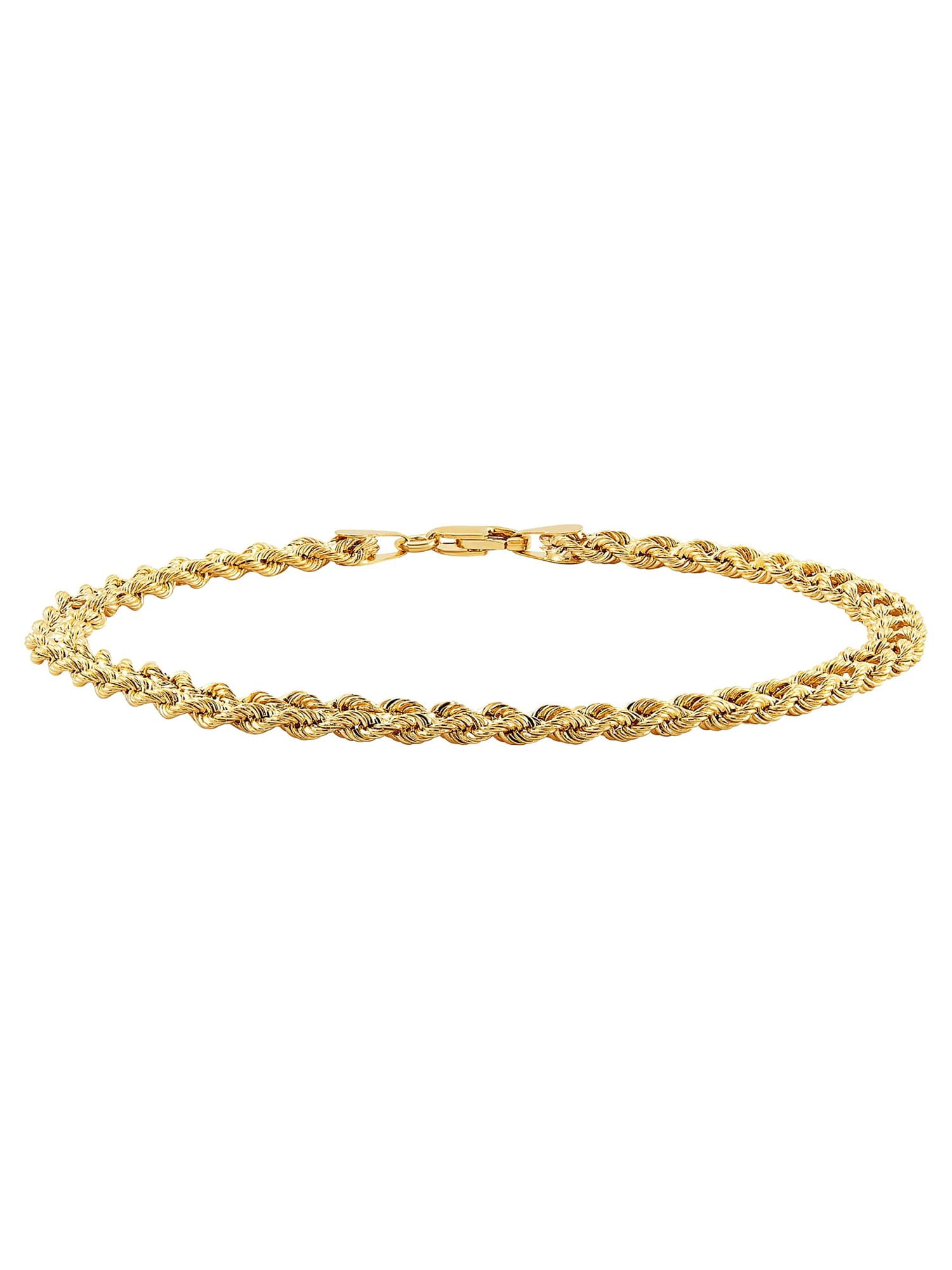 Nuragold 10k Yellow Gold 10mm Rope Chain Diamond Cut Bracelet, Mens Jewelry  8