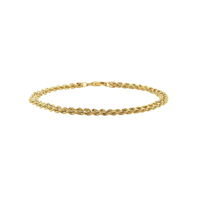 Brilliance Fine Jewelry 10K Yellow Gold Hollow Rope Bracelet,7.5