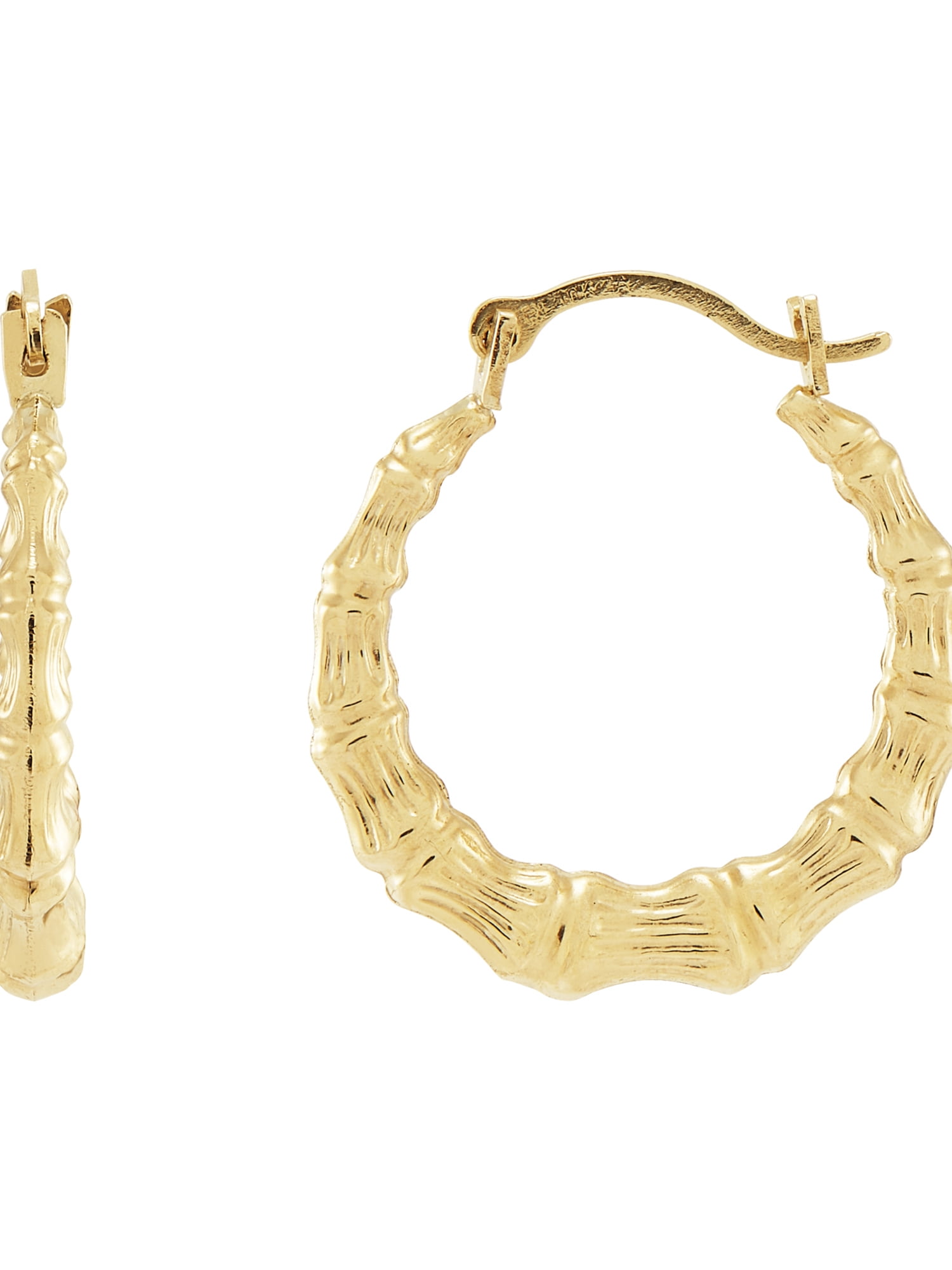 Brilliance Fine Jewelry 10K Yellow Gold Hollow Round Bamboo Hoop Earrings, Women's