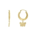 thumbnail image 1 of Brilliance Fine Jewelry 10K Yellow Gold Hollow Round Hoop Dangle Butterfly Earrings, 1 of 4