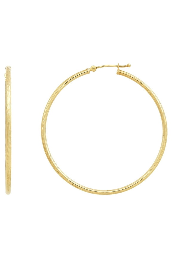 10K Yellow Gold Hollow Round Tube Hoop Earrings