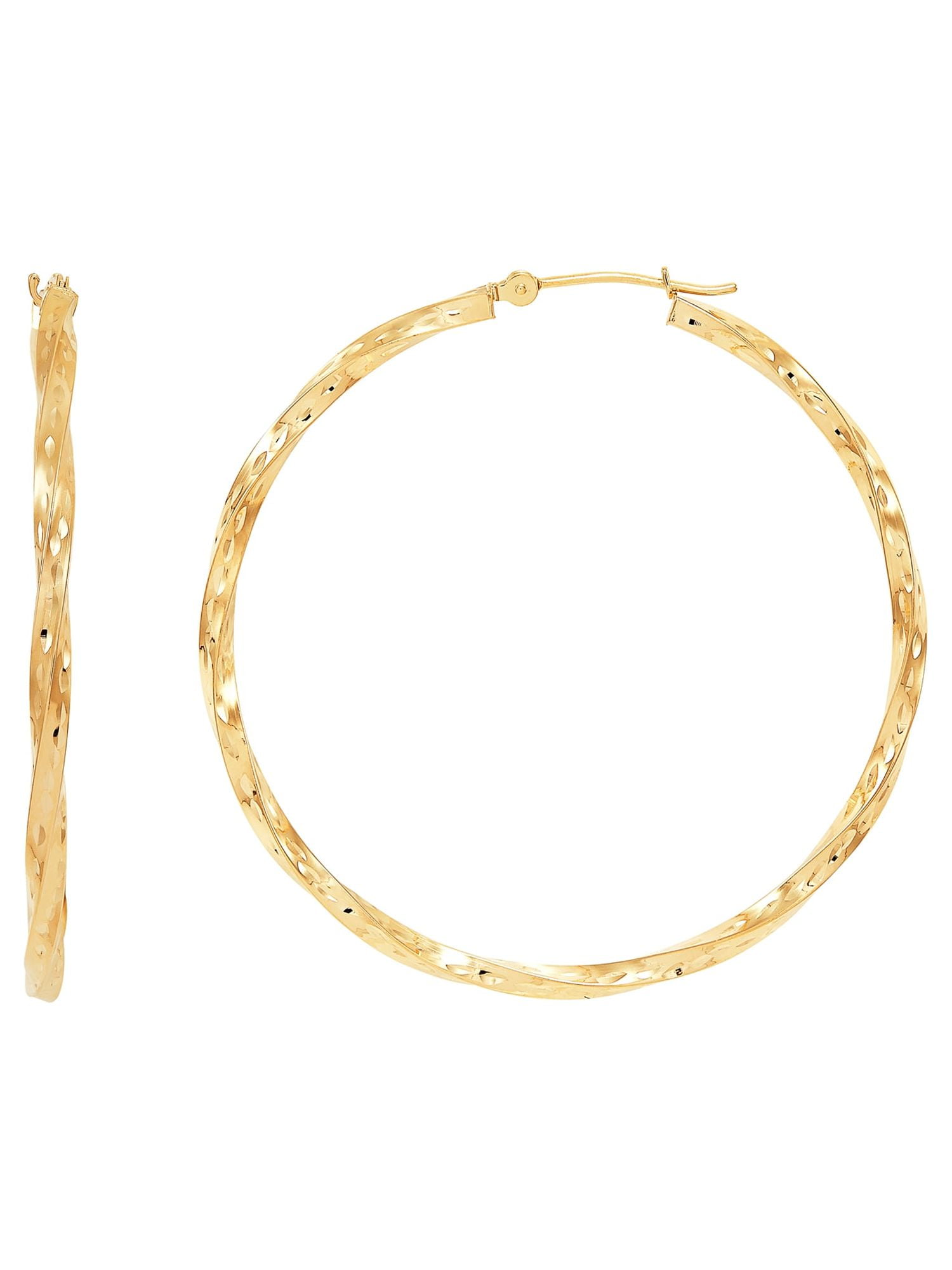 10K Yellow Gold 15mm Dot Embossed Hoop Earrings – Juelbox