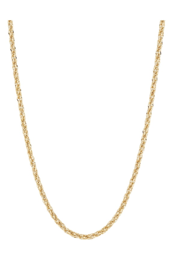 10K Yellow Gold Infinity 2.45MM Hollow Rope Necklace, 20"