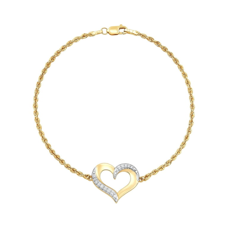 Brilliance Fine Jewelry 10K Yellow Gold Open Heart Cubic Zirconia