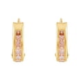 thumbnail image 1 of Brilliance Fine Jewelry 10K Yellow Gold Polished Huggie Style Hoop Earrings with Pink Cubic Zirconia, 1 of 4