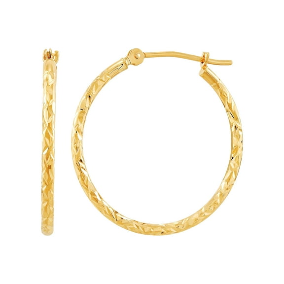 Brilliance Fine Jewelry 10K Yellow Gold Round Diamond-Cut Hoop Earrings