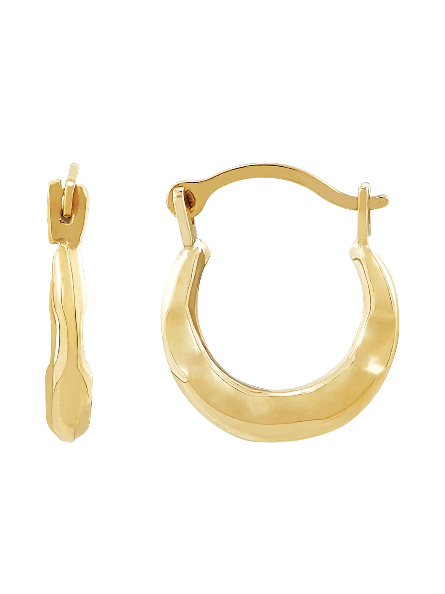 Brilliance Fine Jewelry 10K Yellow Gold Small Hollow Round Ribbed Hoops Earrings