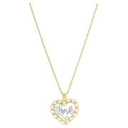 Brilliance Fine Jewelry 10K Yellow Gold with Rhodium Love Hearts Pendant,18