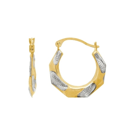 Brilliance Fine Jewelry 10K Yellow Gold with Textured Rhodium Octagon Hoop Earrings price history and forecast - Brilliance Fine Jewelry HPT160