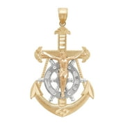 Brilliance Fine Jewelry 10K Yellow and Rose Gold with Rhodium Large Mariner Cross Charm