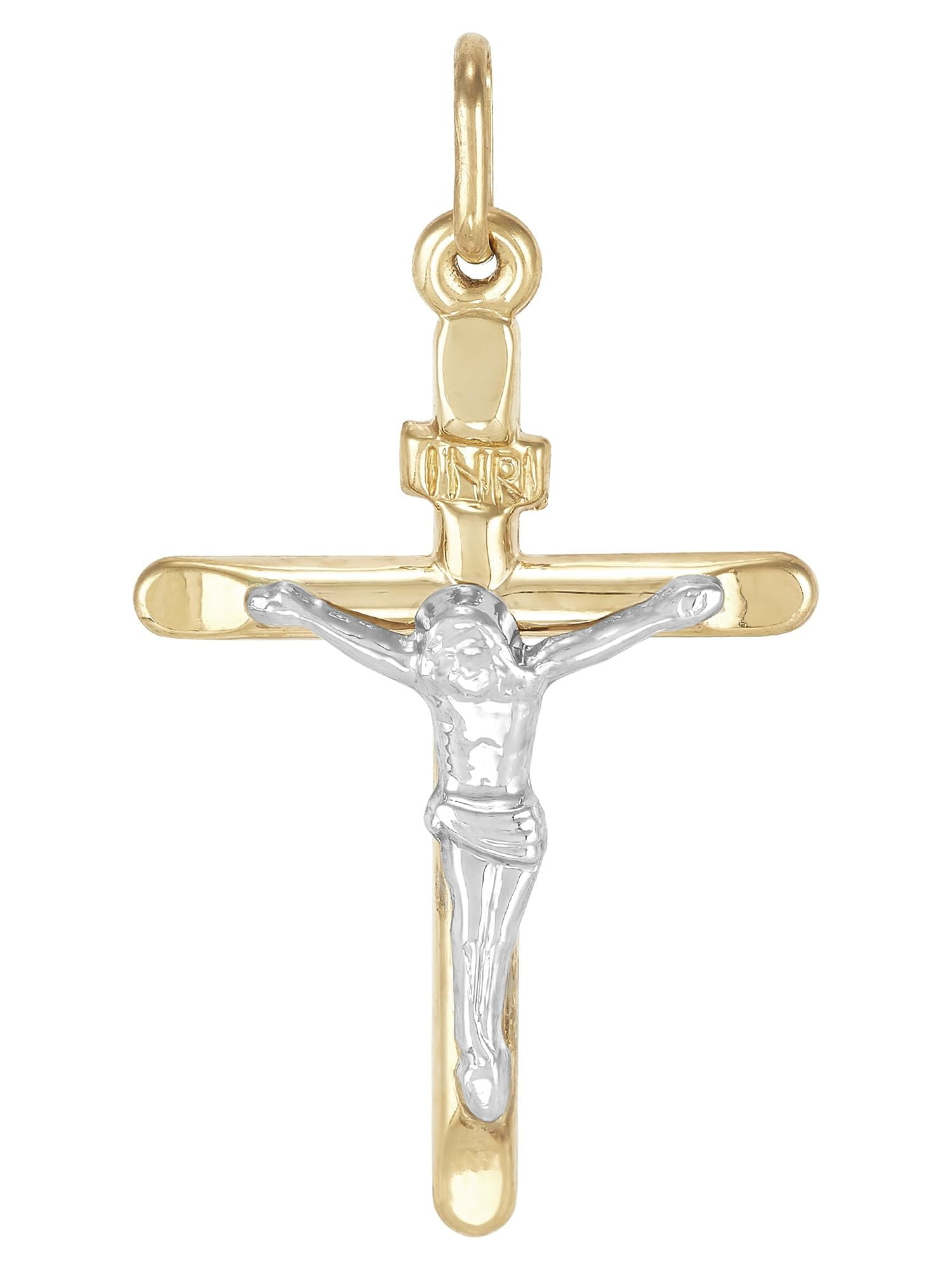 Brilliance Fine Jewelry 10K Yellow and White Gold Crucifix Cross Charm