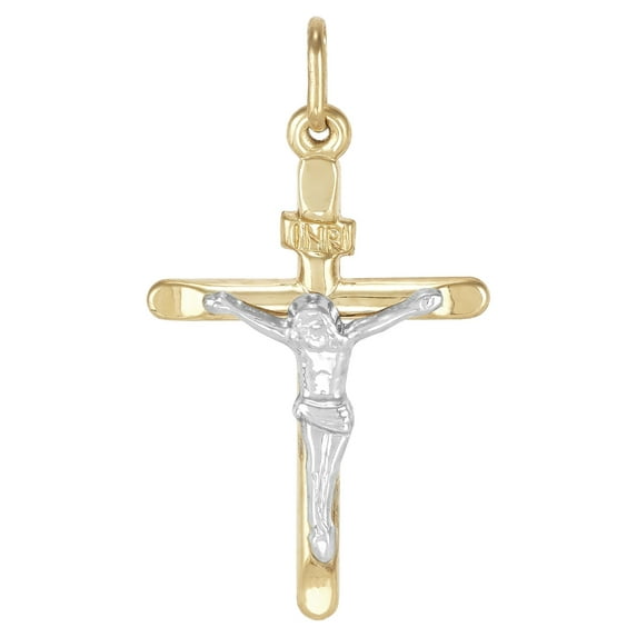 Brilliance Fine Jewelry 10K Yellow and White Gold Crucifix Cross Charm