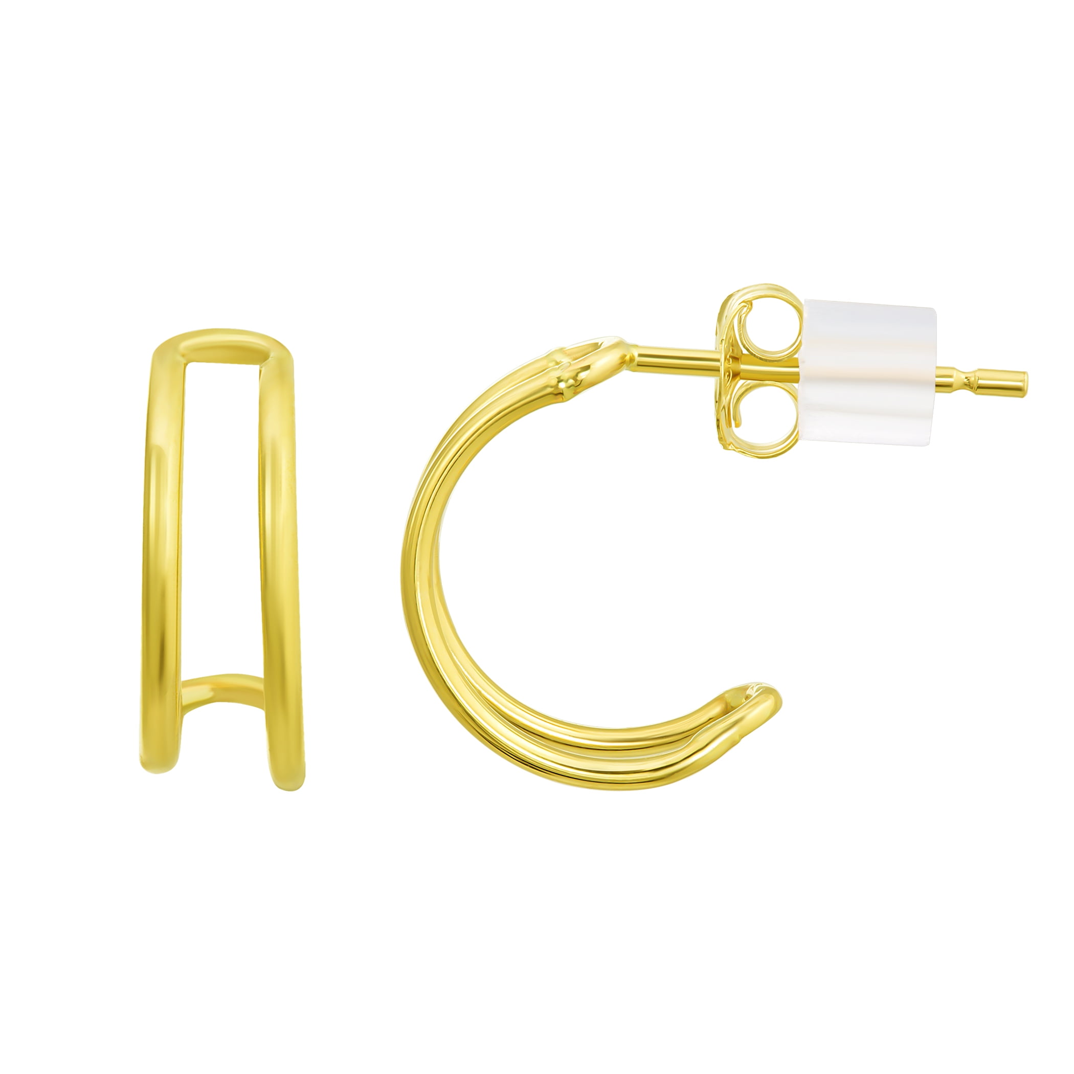 Brilliance Fine Jewelry 10KT Yellow Gold 12MM Double Row Earrings