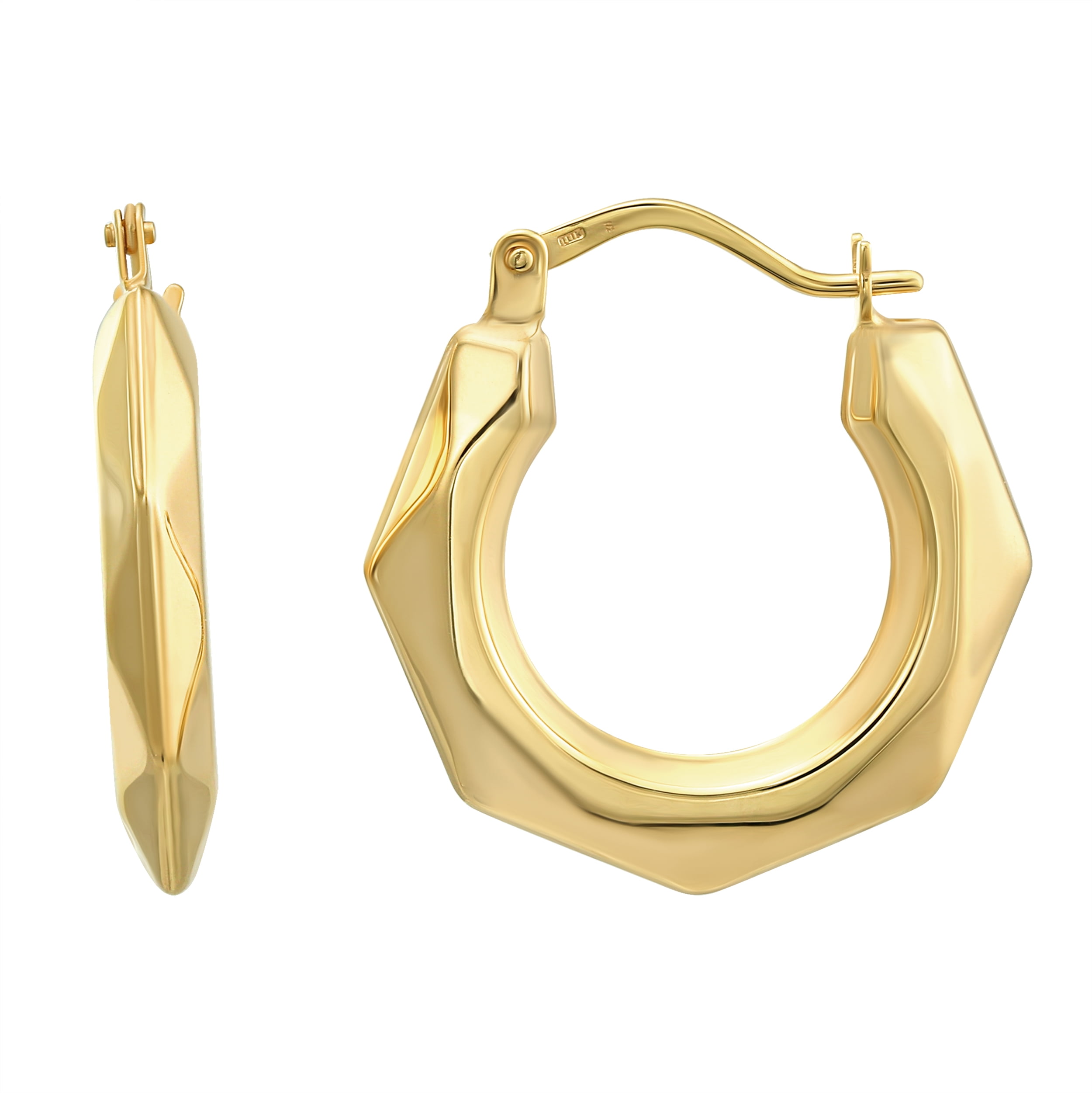 Brilliance Fine Jewelry 10KT Yellow Gold Adult Geometric Hoop Earrings