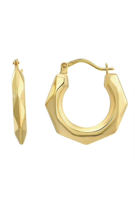 10KT Yellow Gold Adult Geometric Hoop Earrings