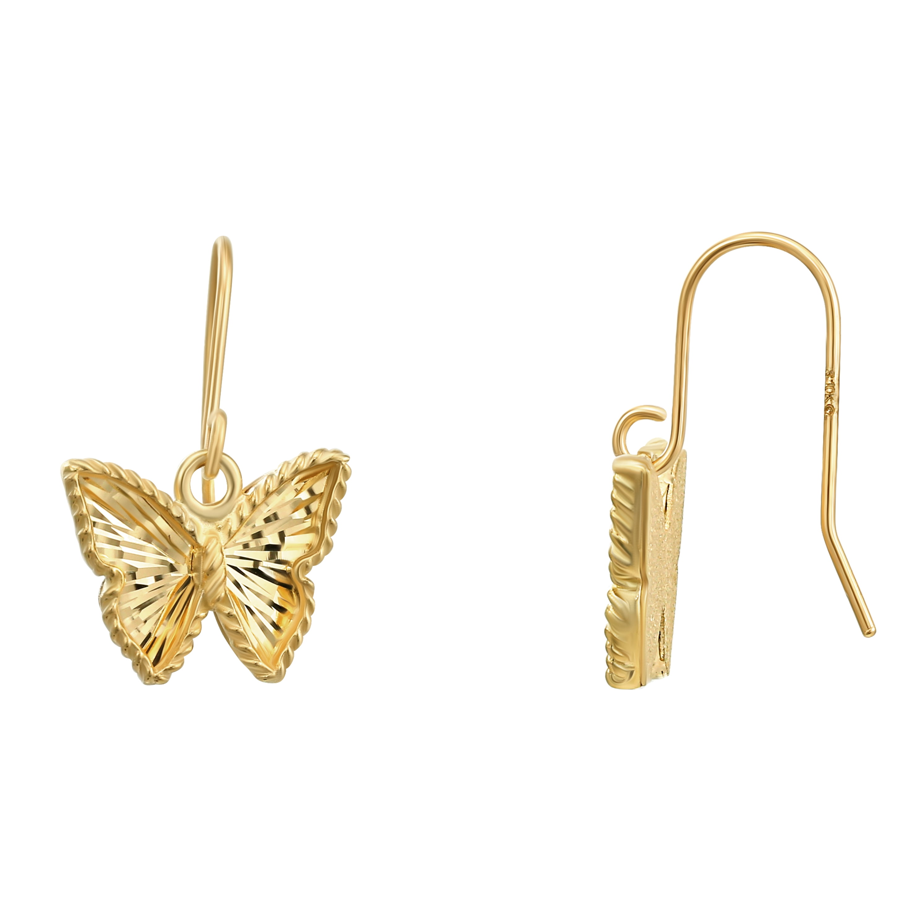 Brilliance Fine Jewelry 10KT Yellow Gold Butterfly Fish Hook Earrings