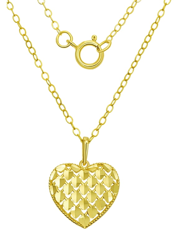 10KT Yellow Gold Heart Pendant with 18" Gold Filled Chain