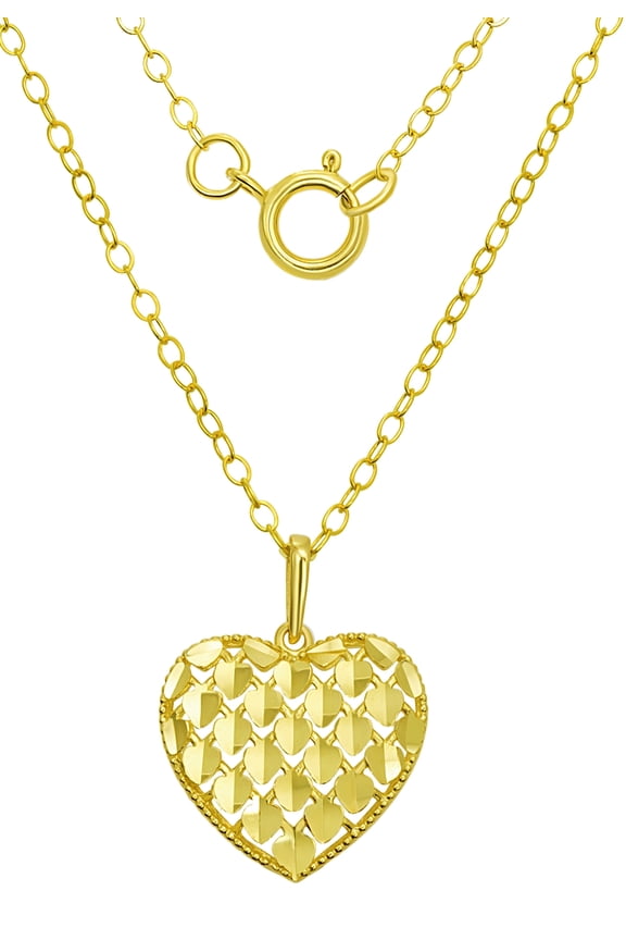 10KT Yellow Gold Heart Pendant with 18" Gold Filled Chain