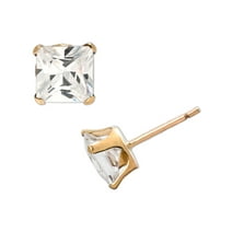 Brilliance Fine Jewelry 10k Yellow Gold Square CZ Stud Earrings