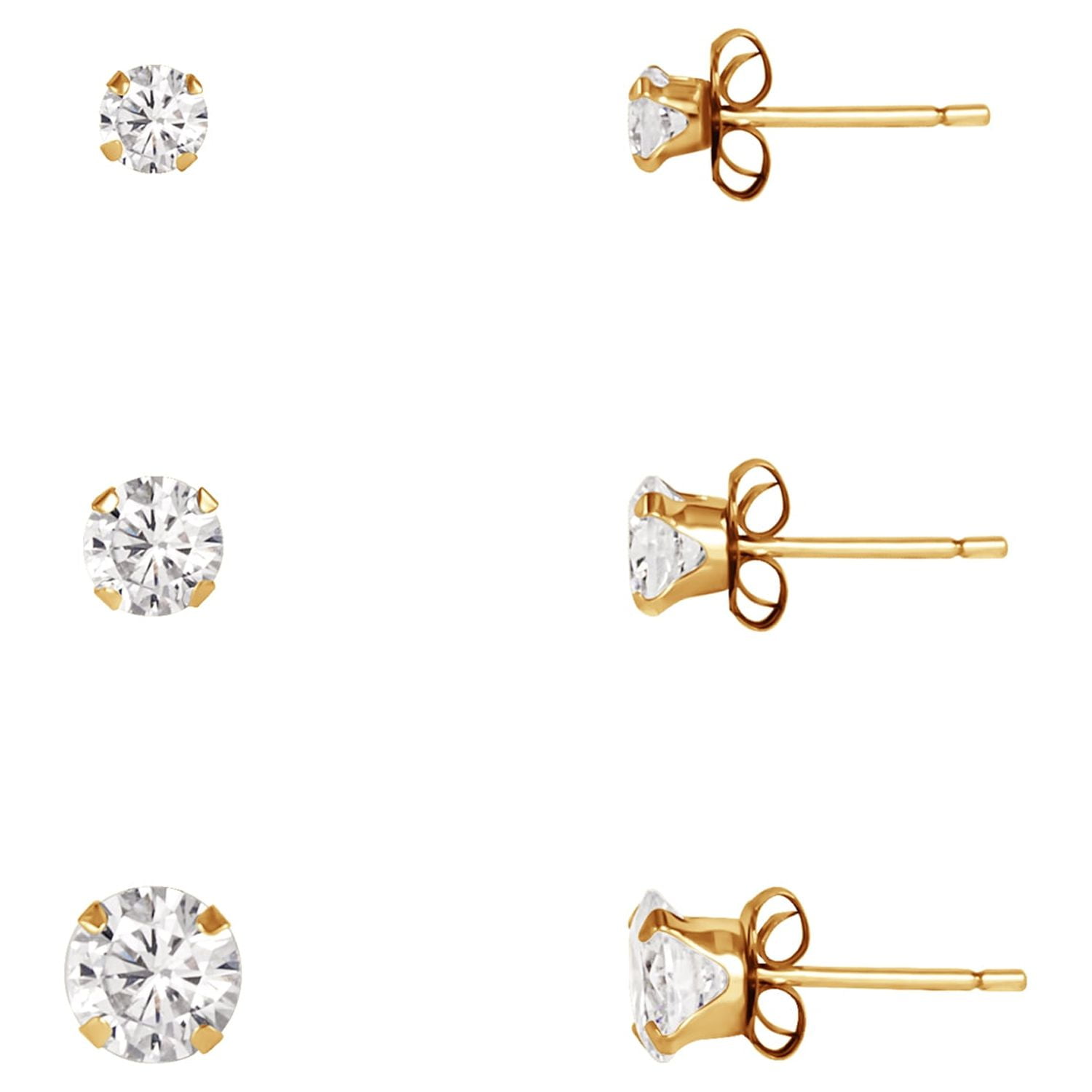 Small Size J Type South Screw Stone Stud Earrings Gold covering ER25489