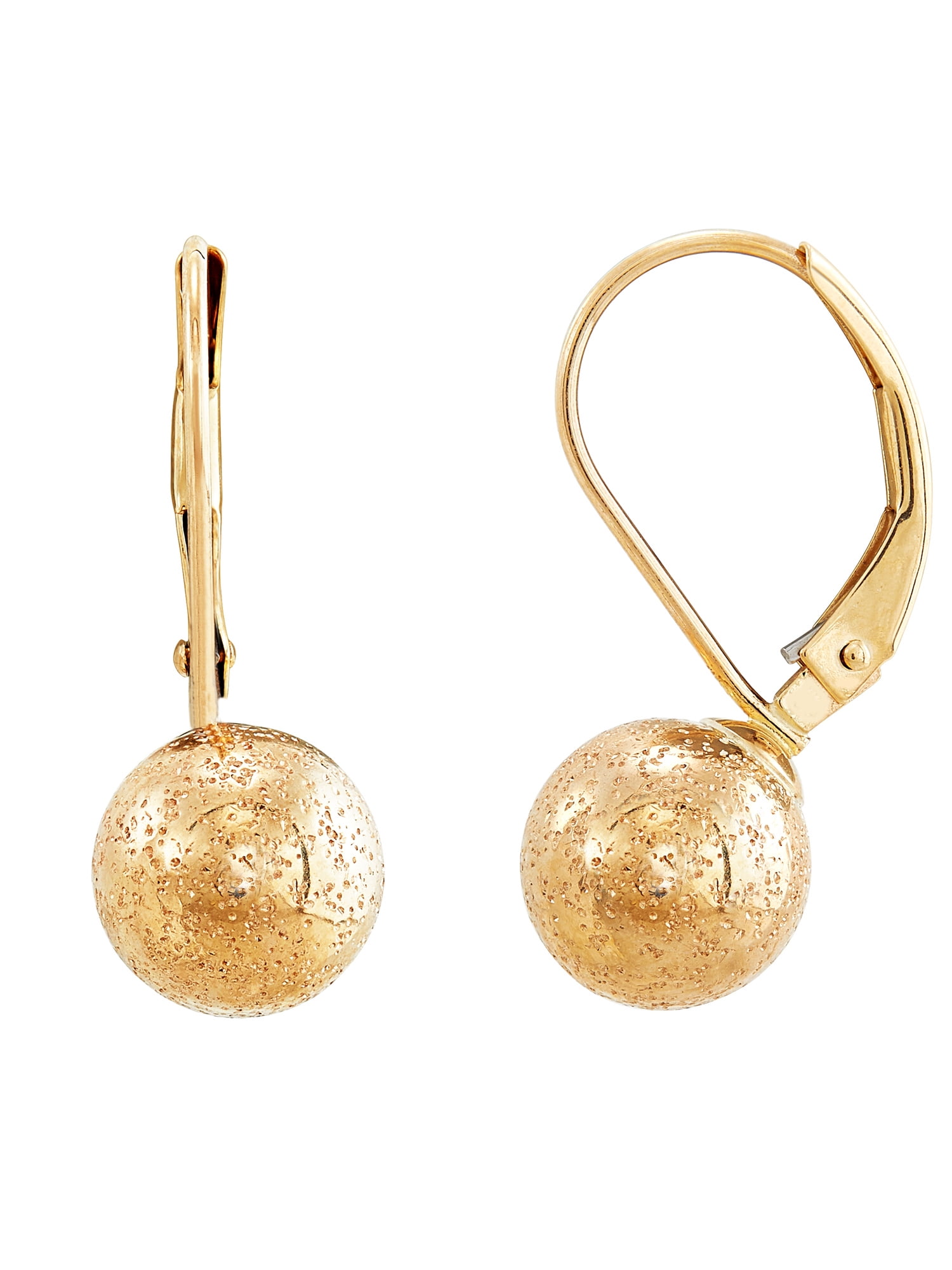 Brilliance Fine Jewelry 10kt Yellow Gold Glitter Bead Ball Leverback