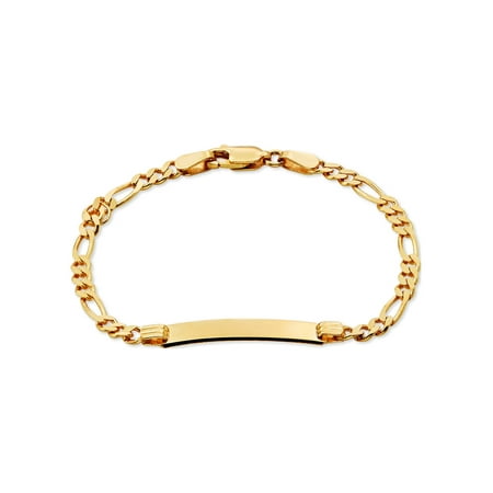 Brilliance Fine Jewelry 14K Gold Plated Sterling Silver Children's Figaro ID Bracelet, 5” +0.5”