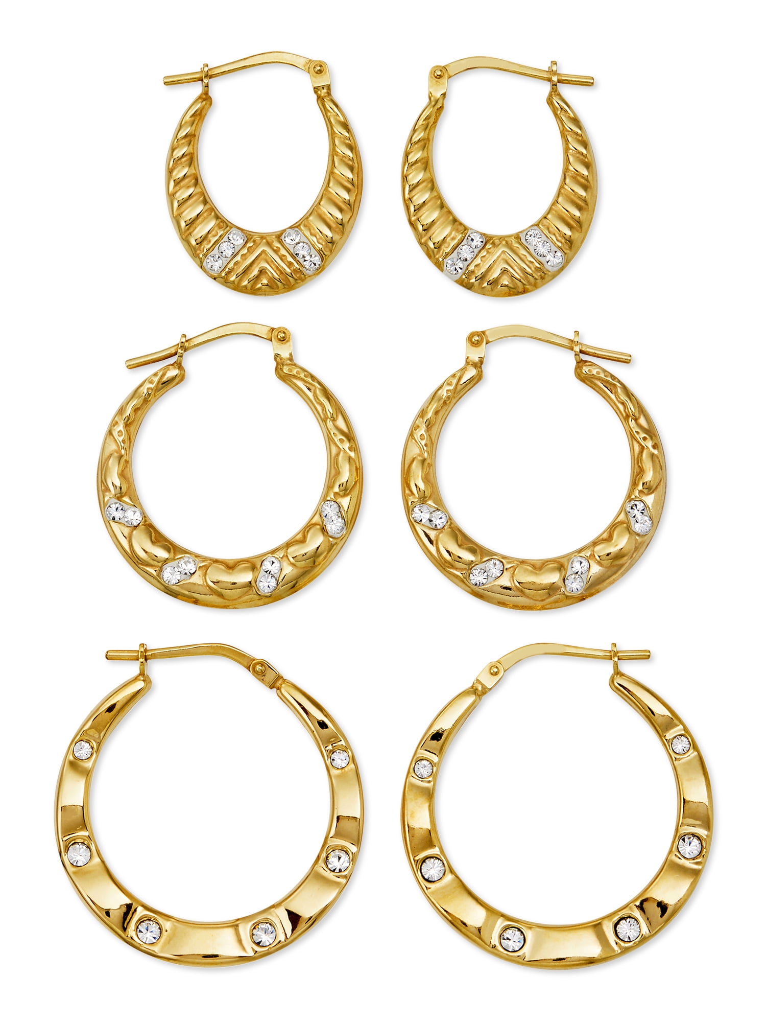 Brilliance Fine Jewelry 14K Gold Plated Sterling Silver Crystal Hoop